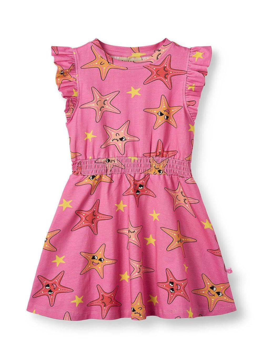 Hot Pink Starfish Print Cotton Mini Dress - Image 1