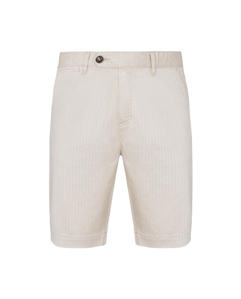 Men’s Beige Cotton Herringbone Bermuda Shorts - Image 1