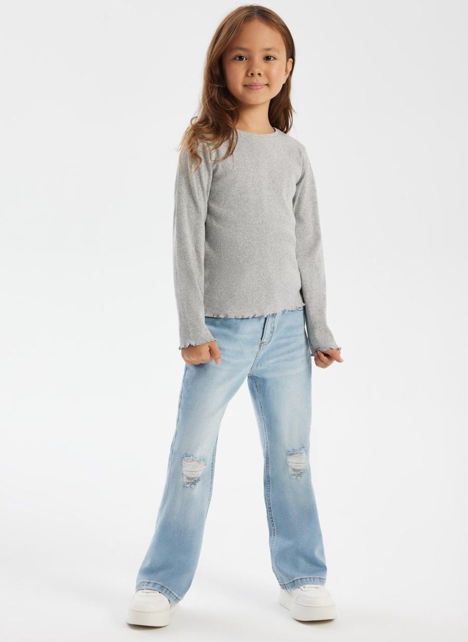 Girls Light Blue Flare Denim Jeans Classic Fit - Image 1