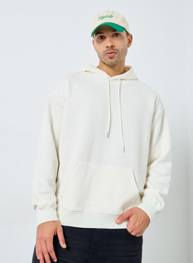 Styli Cream Geo Textured Oversized Hoodie - Image 1