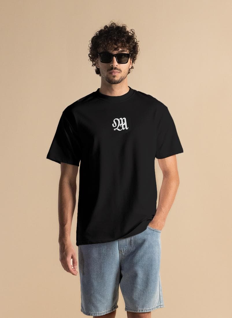Black Embroidered Cotton T-Shirt – Premium Casual Fit - Image 1
