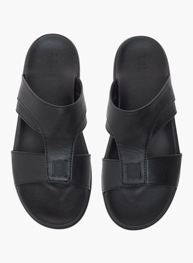 FD22 D7 Textured Black Arabic Slip-On Sandals - Image 1