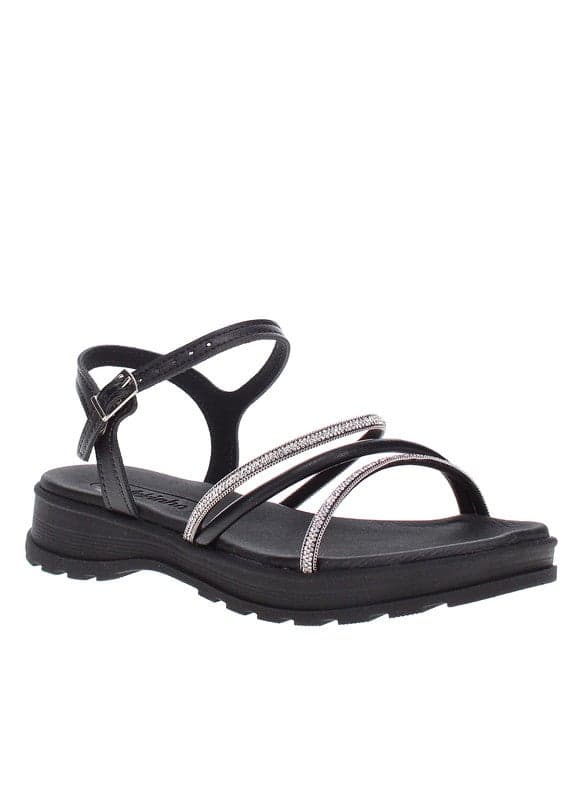 Black Slingback Sandals with Ankle Strap Support - Image 1