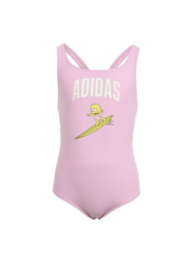 adidas Simpsons V-Back Girls Swimsuit TRUPNK - Image 1