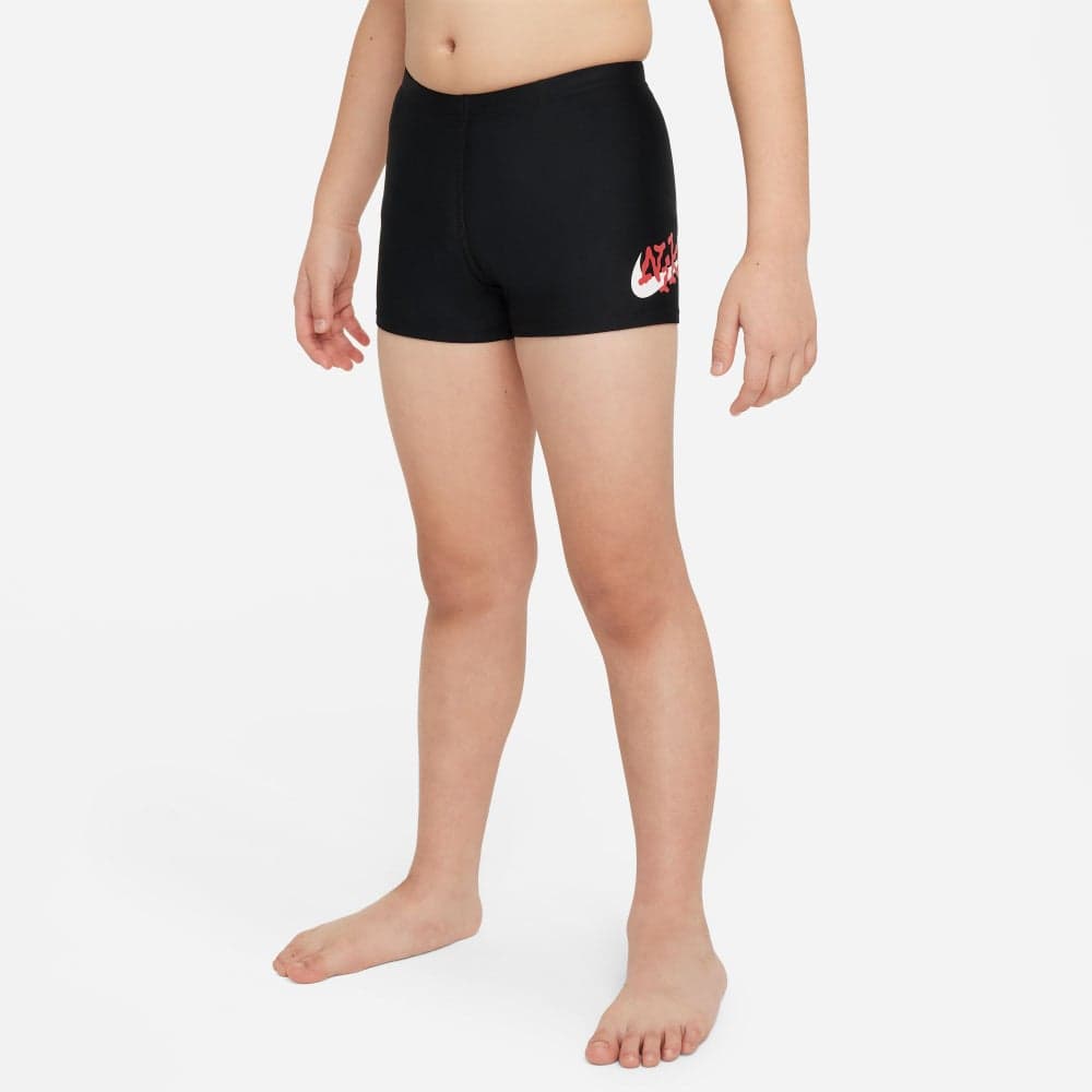 Kids' Square-Leg Swim Shorts Black Chlorine-Resistant - Image 1