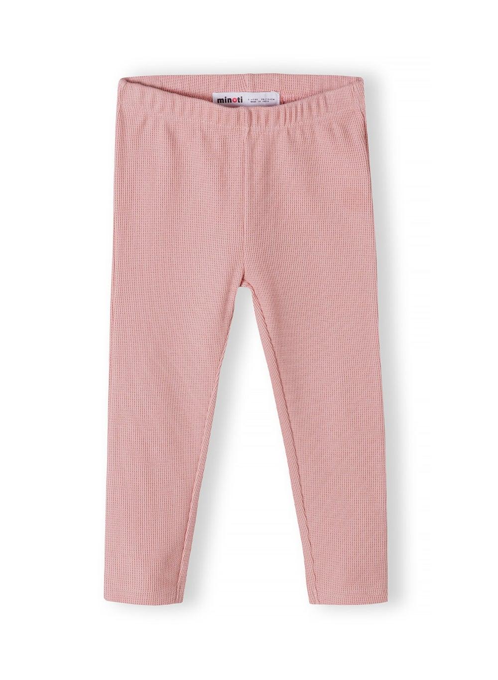 Girls Pink Waffle Knit Printed Leggings - Image 1