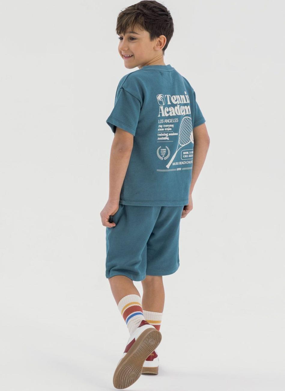 Green Tennis Print Boys T-Shirt & Shorts Set - Image 1