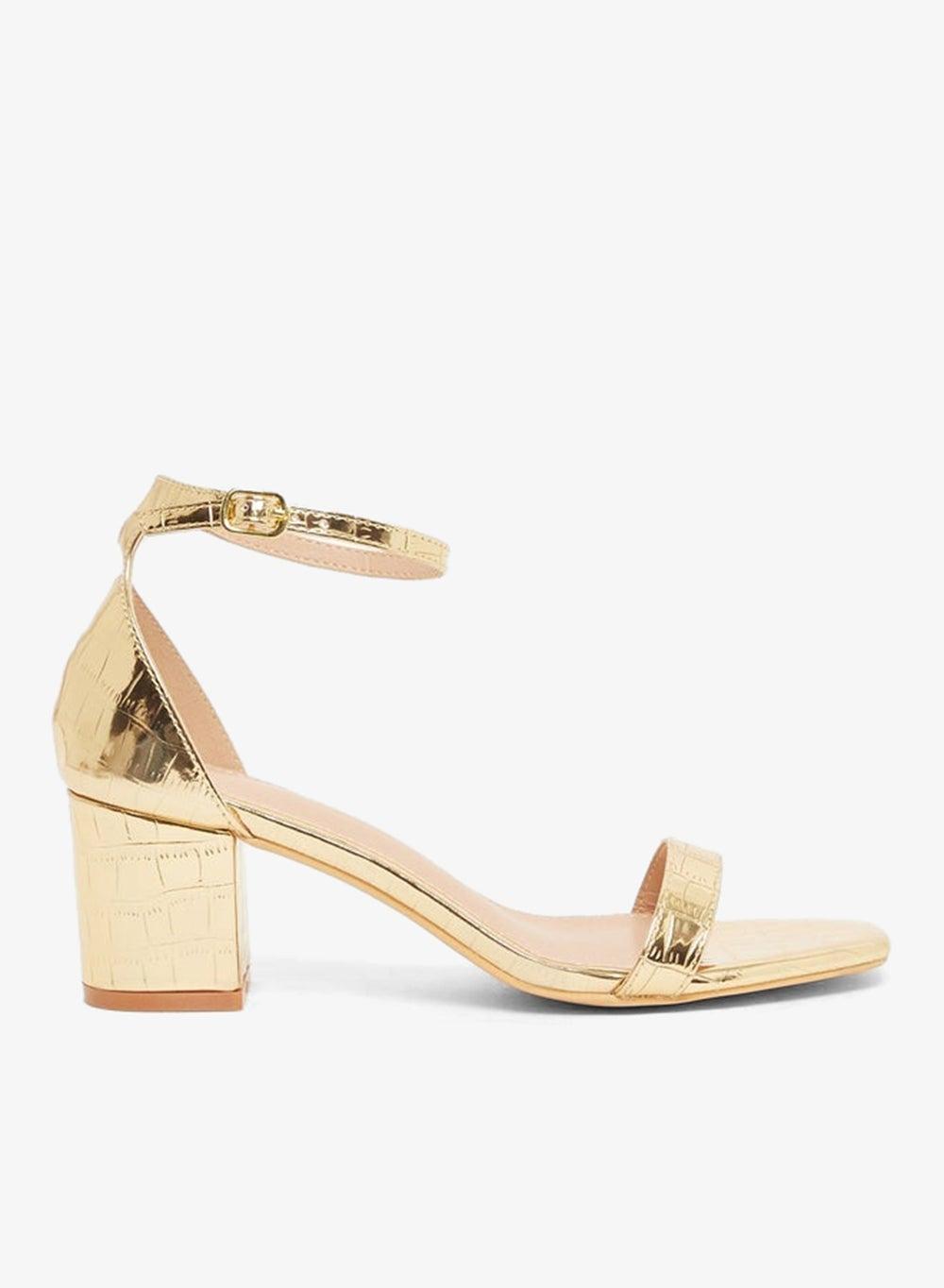 Styli Gold Belted Ankle Strap Heeled Sandals 7011846212 - Image 1