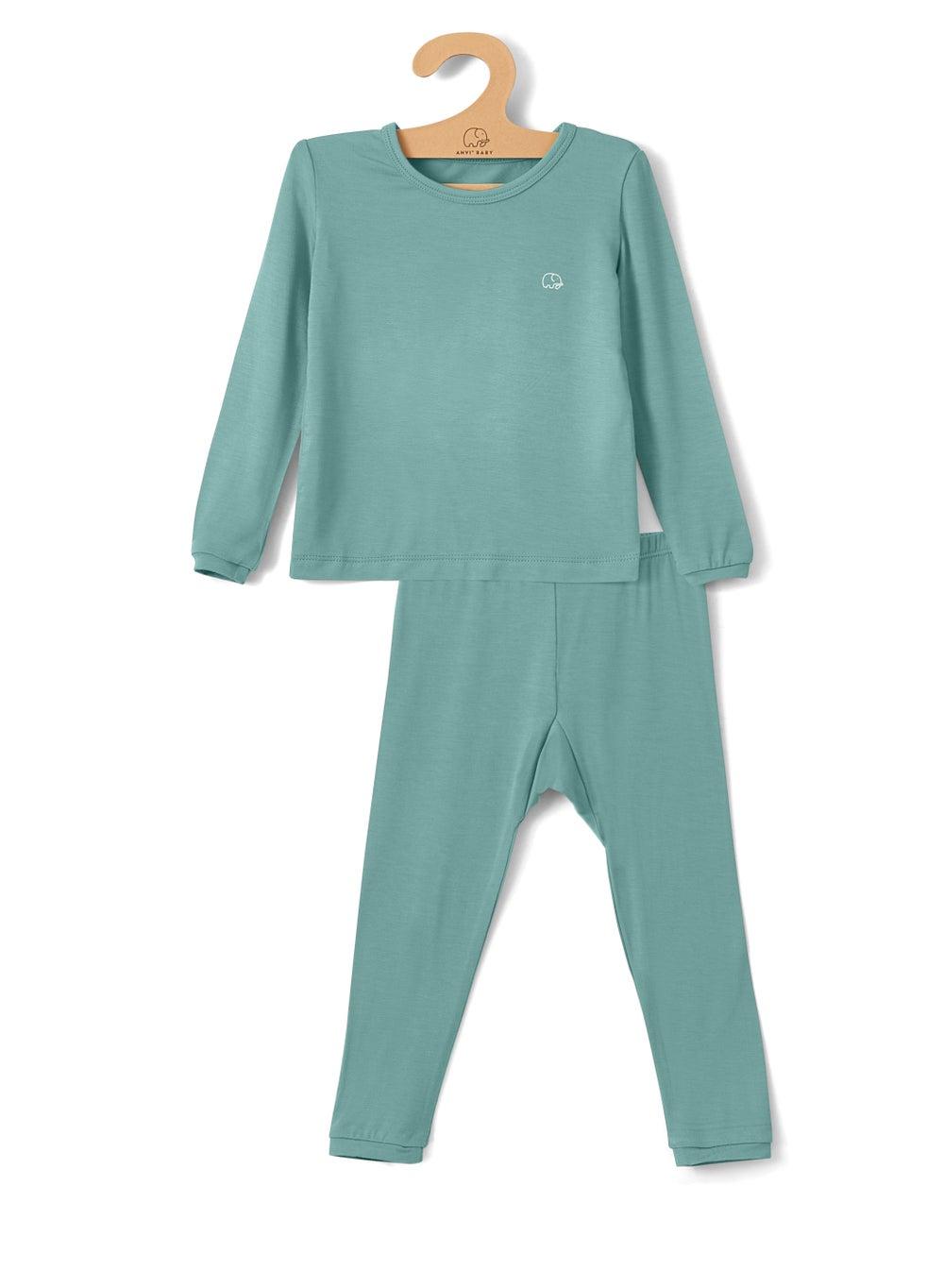 Soft Sage Bamboo Spandex Pajama Set 2T - Image 1