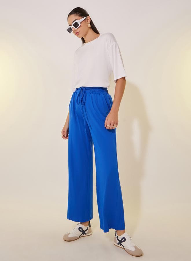 Bright Blue High-Rise Wide Leg Culotte Pants 7012569703 - Image 1