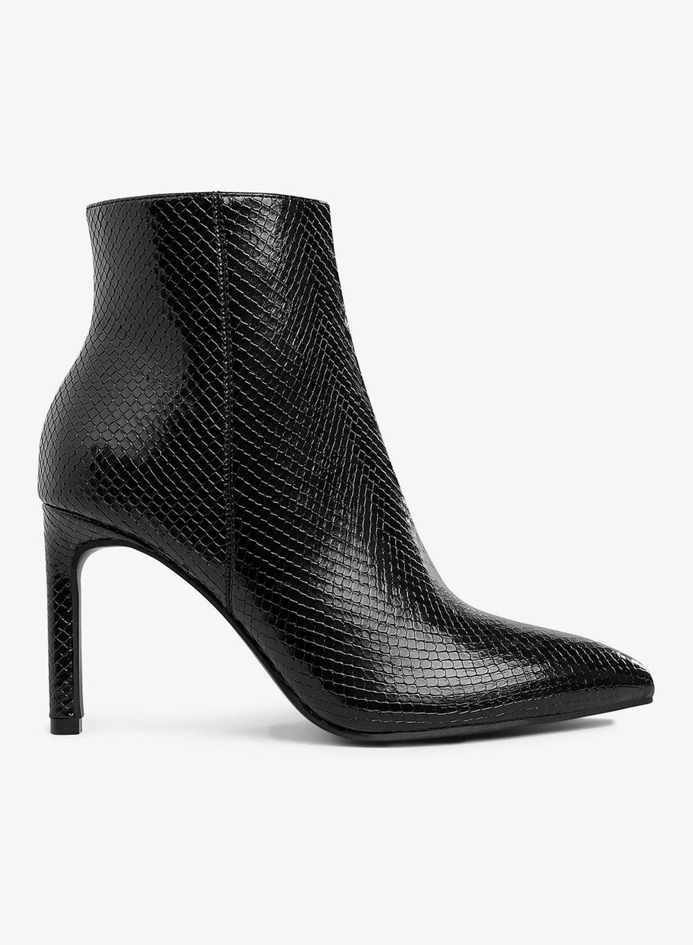 Black Textured Stiletto Ankle Boots Sh5181 - Image 1