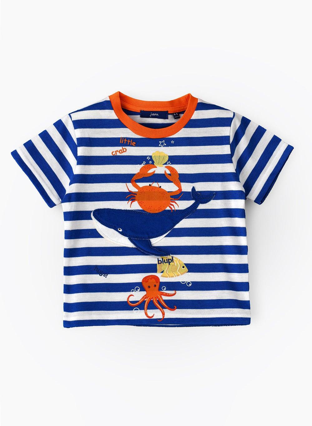 Bpinb SP303 Boys Blue Striped Casual Tee - Image 1