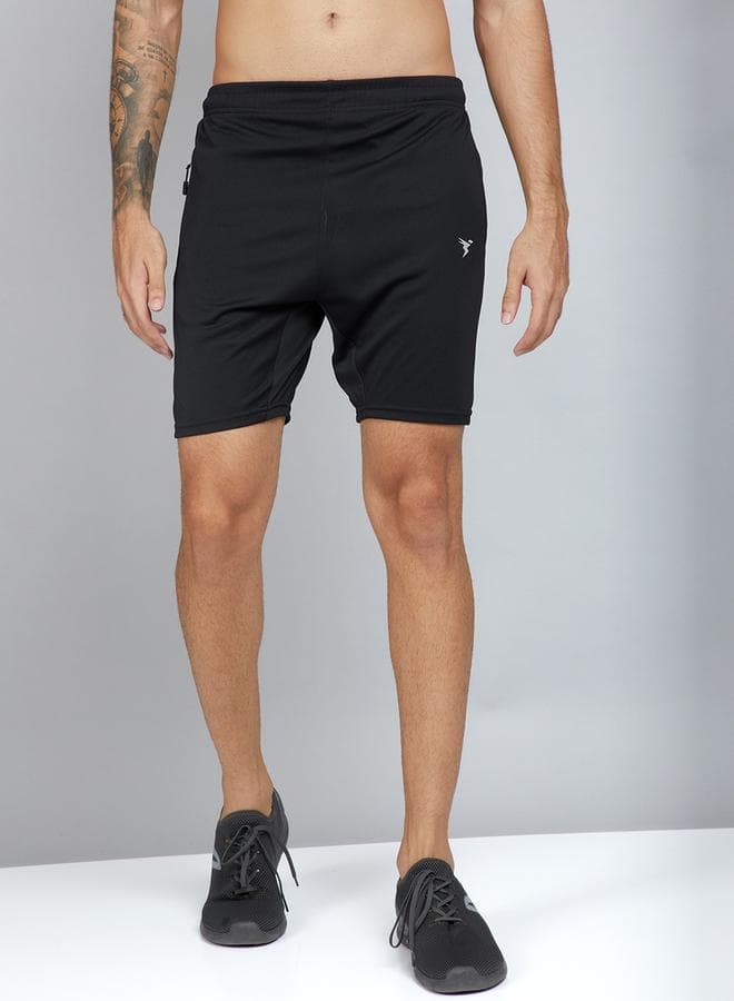 Men’s Mid Rise Stretch Black Regular Fit Shorts - Image 1