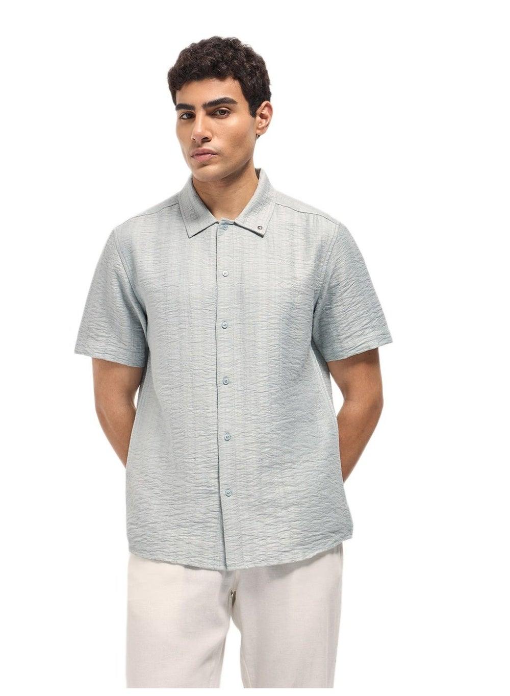 Men’s Blue Classic Collar Shirt – Casual Office Party Style - Image 1