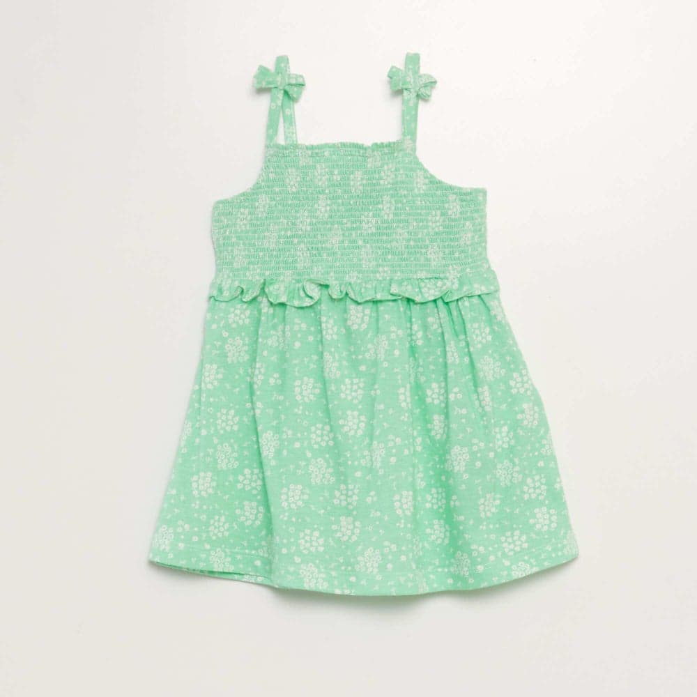 Mint Green Floral Strappy Fit & Flare Dress - Image 1
