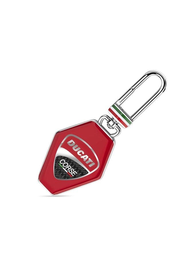 Ducati Corse Tribuna Silver Red Enamel Keyring 61mm - Image 1