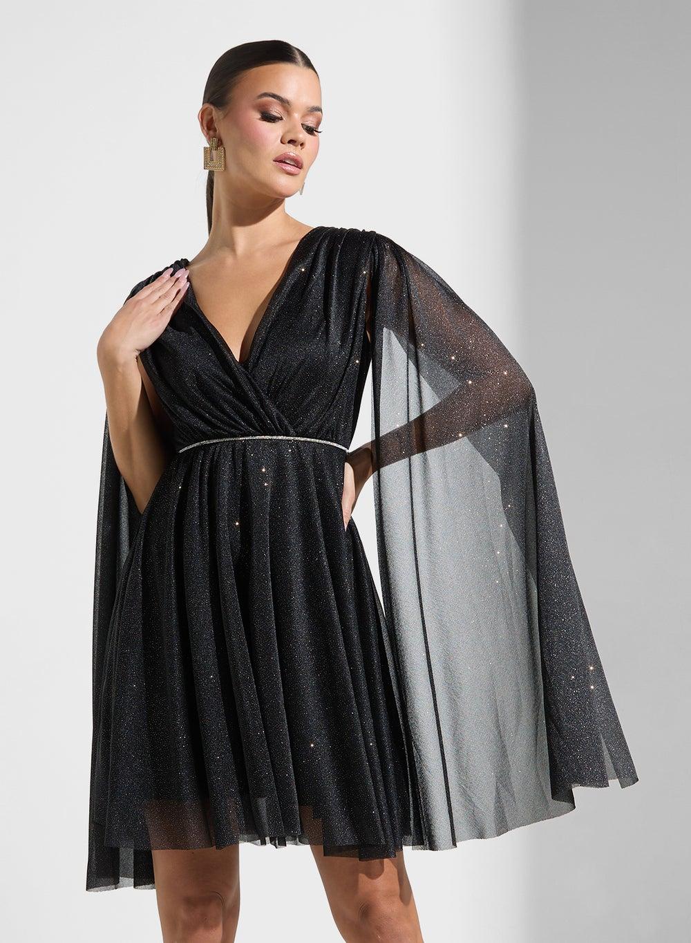 Sparkle Overlay Mini Dress MA0920 Black - Image 1
