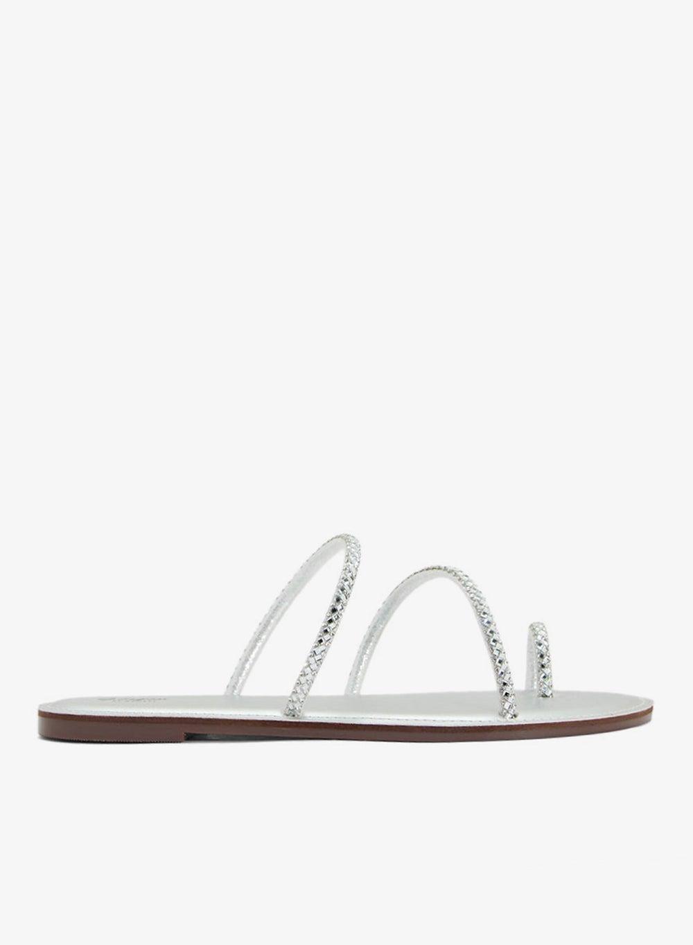 Sparkly Silver Flat Sandal A533 B126 - Image 1