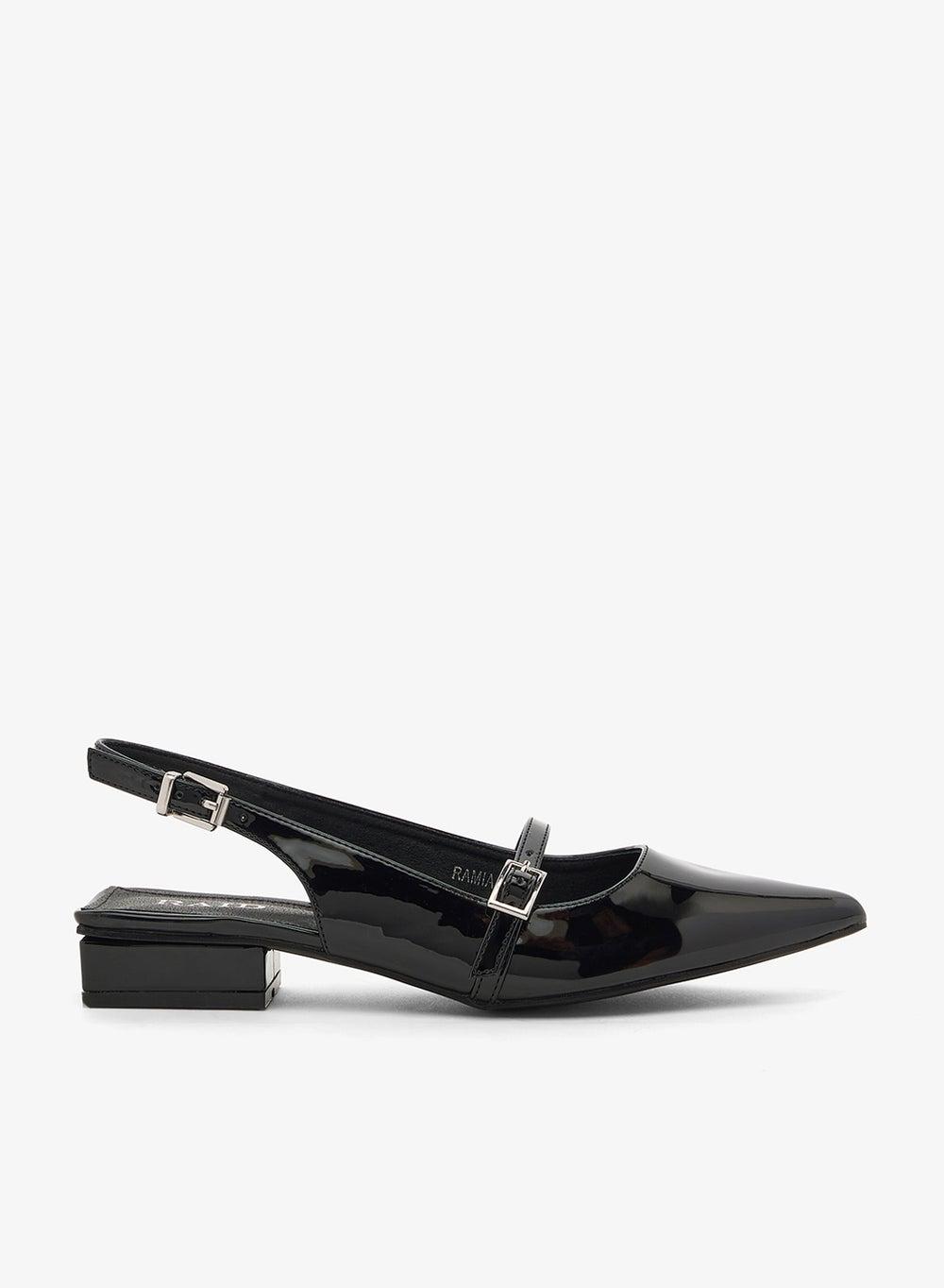 Ramia Black Pointed Slingback Ballerina Flats - Image 1