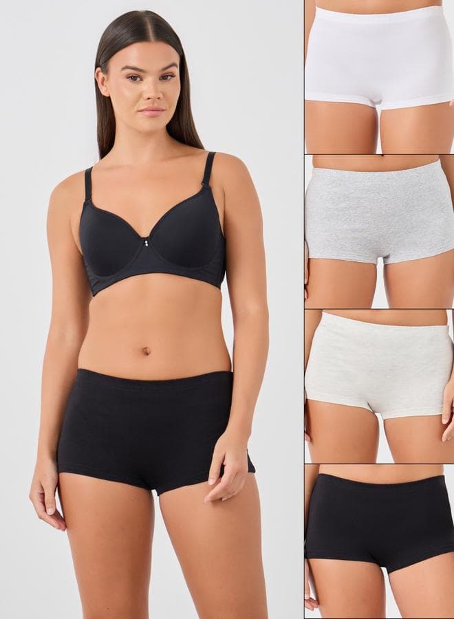 4-Pack Solid Cotton Blend Boyshorts Set - Image 1