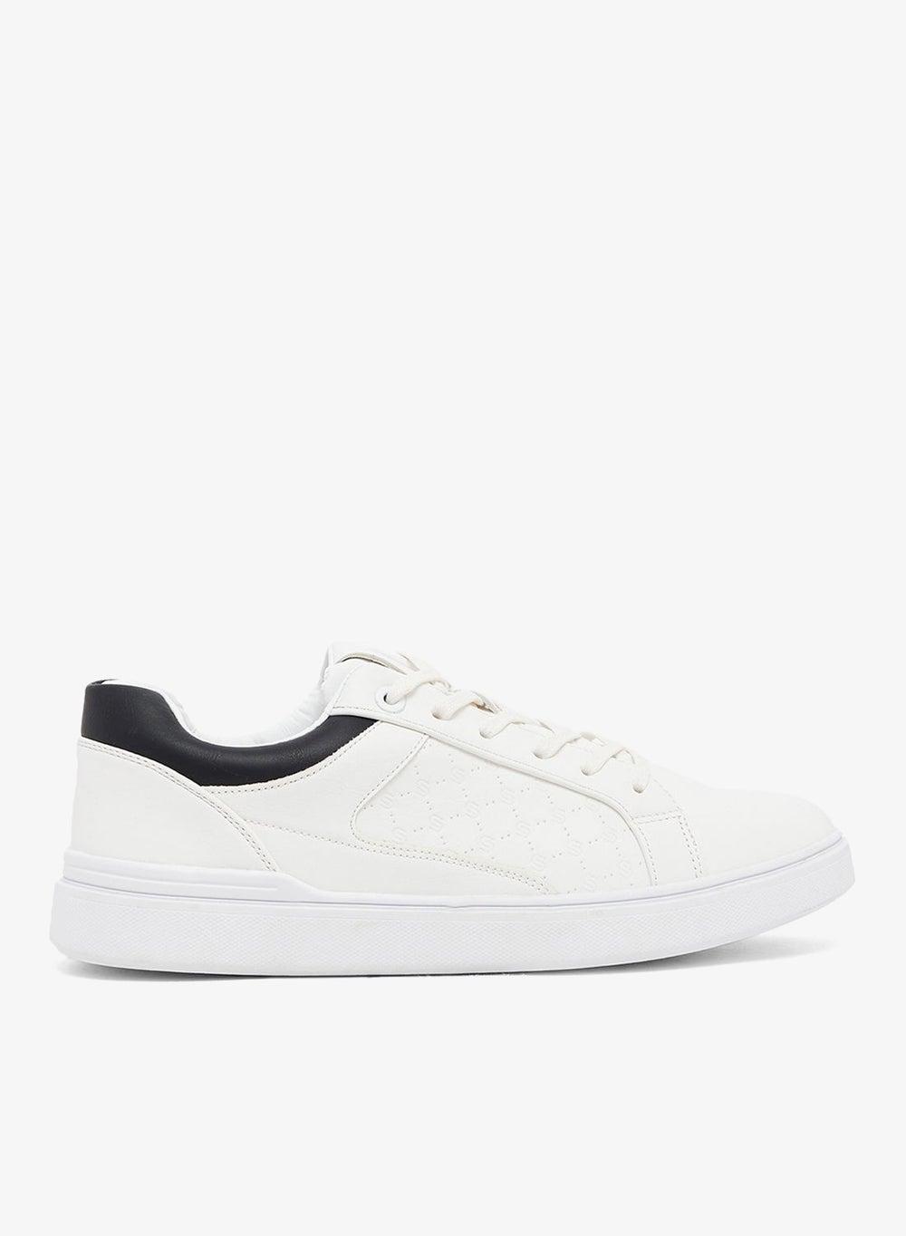 S06 Embossed White Casual Low-Top Sneakers - Image 1