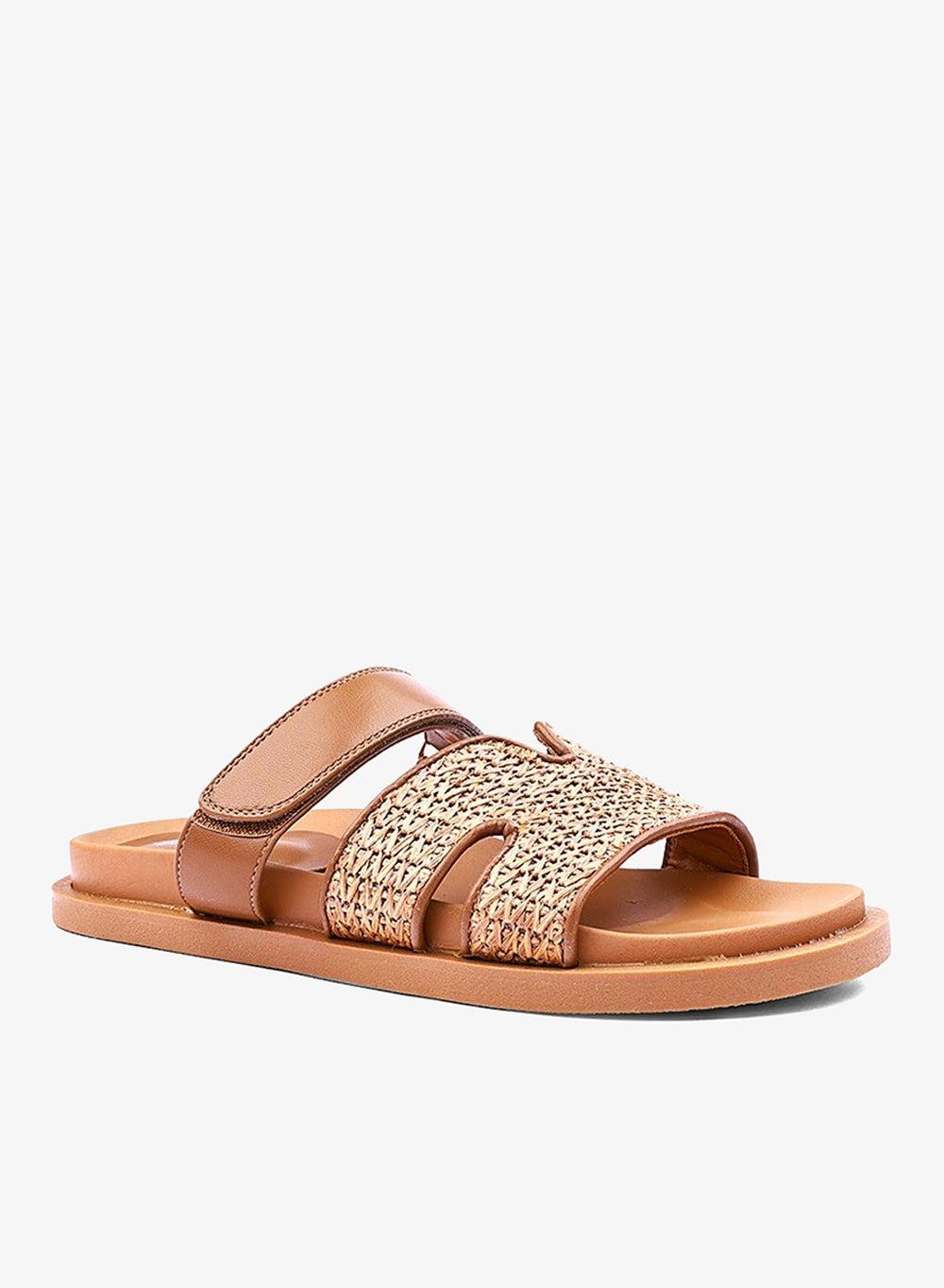 Elegant Brown Adjustable Strap Flat Sandals - Image 1