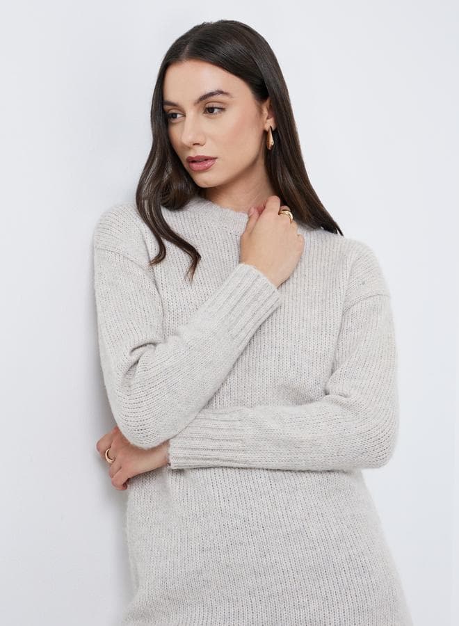 Grey Longline Knit Sweater Regular Fit Classic - Image 1