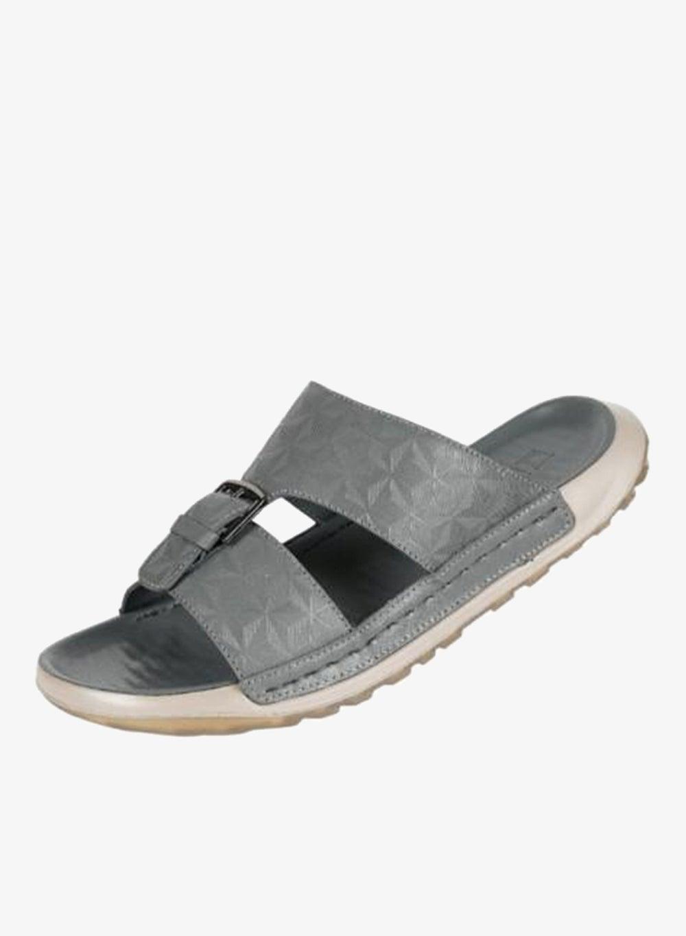 Barjeel Uno 23218-3 Grey Leather Arabian Sandals - Image 1