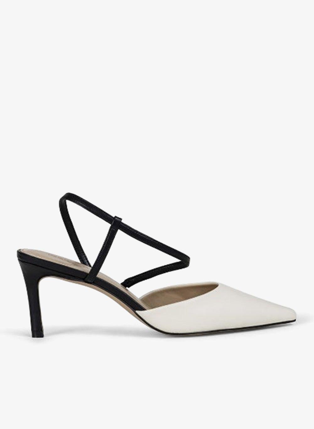 White Color Block Pointed Toe Pump Heels - Image 1