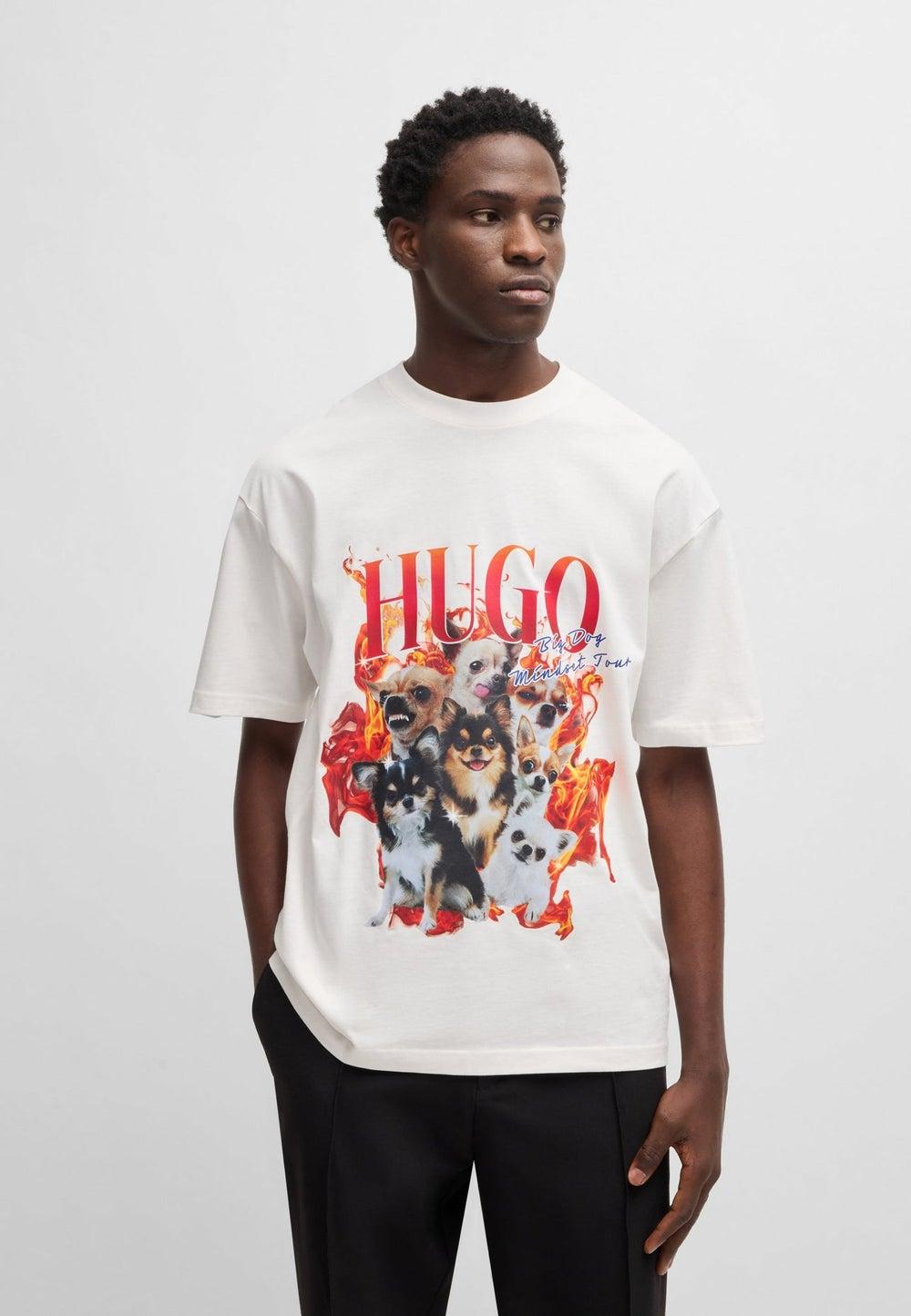 HUGO Oversized Cotton Dog Graphic T-Shirt 50538259102 - Image 1