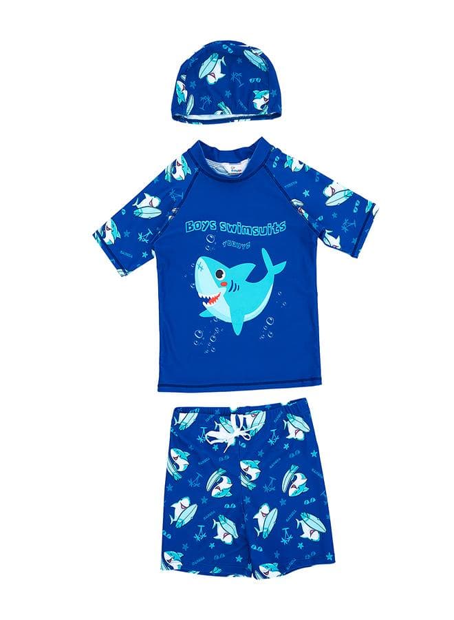 Shark Print 9159 Boys 3-Piece Swimwear Set - Image 1