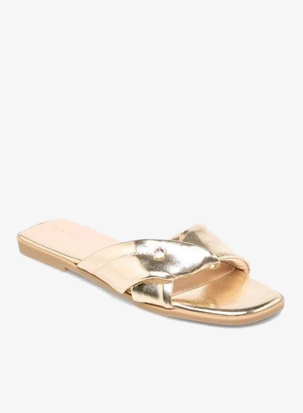 Gold Knot Detail Slip-On Flat Sandals Sx1801 - Image 1