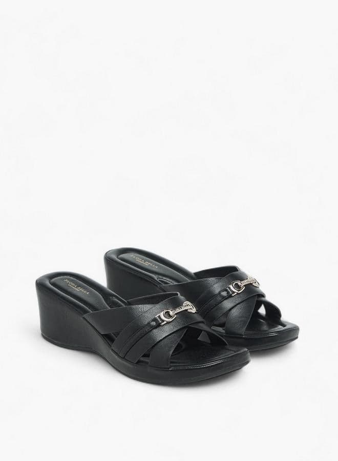 Flora Bella Metal Accent Wedge Slip-On Sandals - Image 1