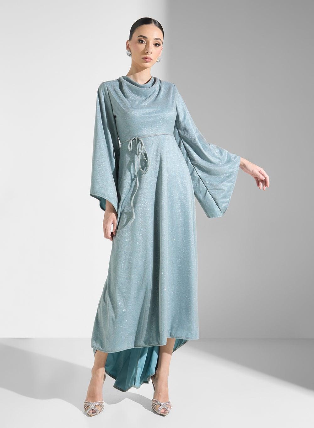 Light Teal Cowl Neck Maxi Dress Ma10133 - Image 1