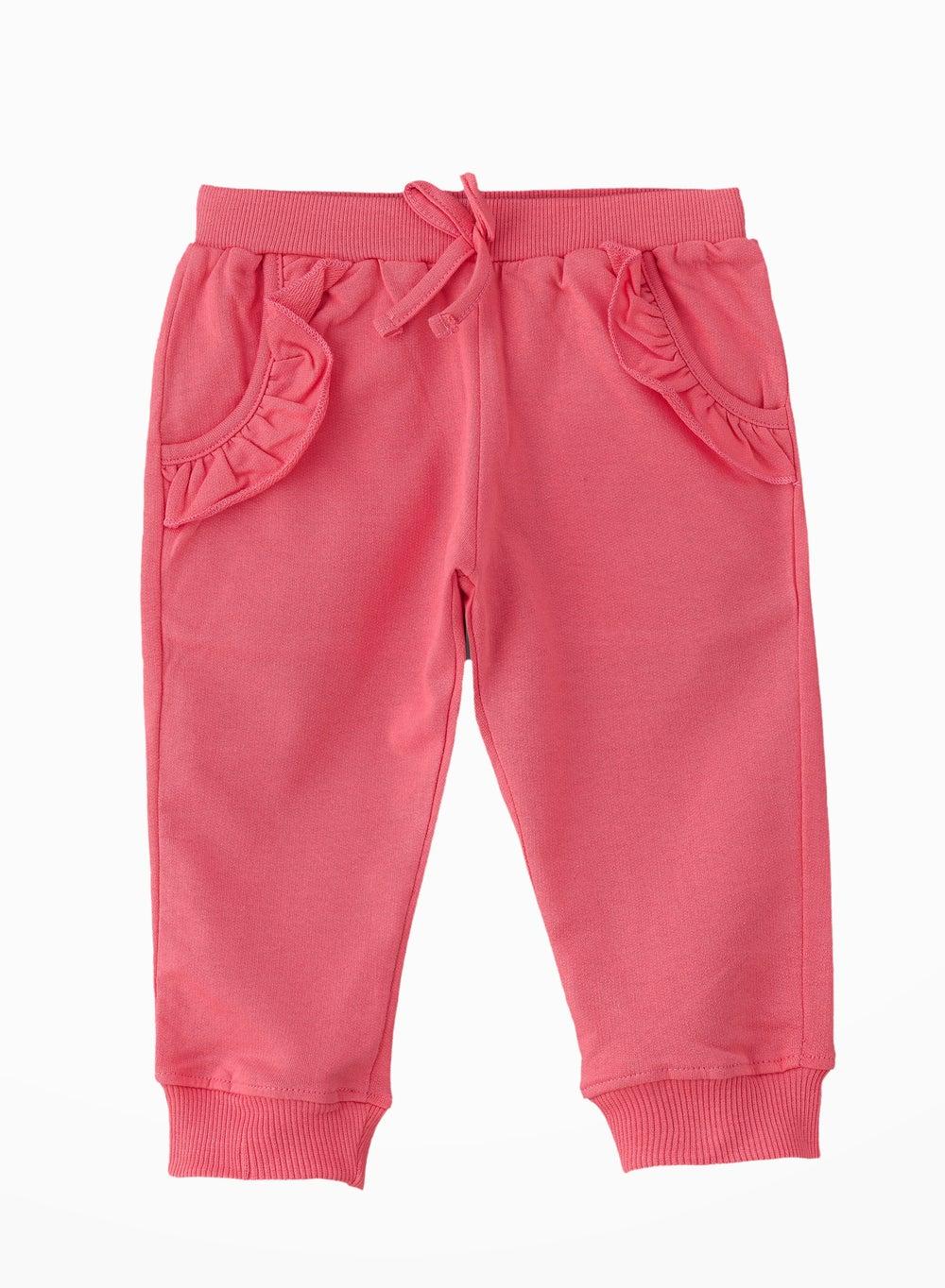 Coral Pink Cotton Knit Joggers Xpfing207 Slim Fit - Image 1