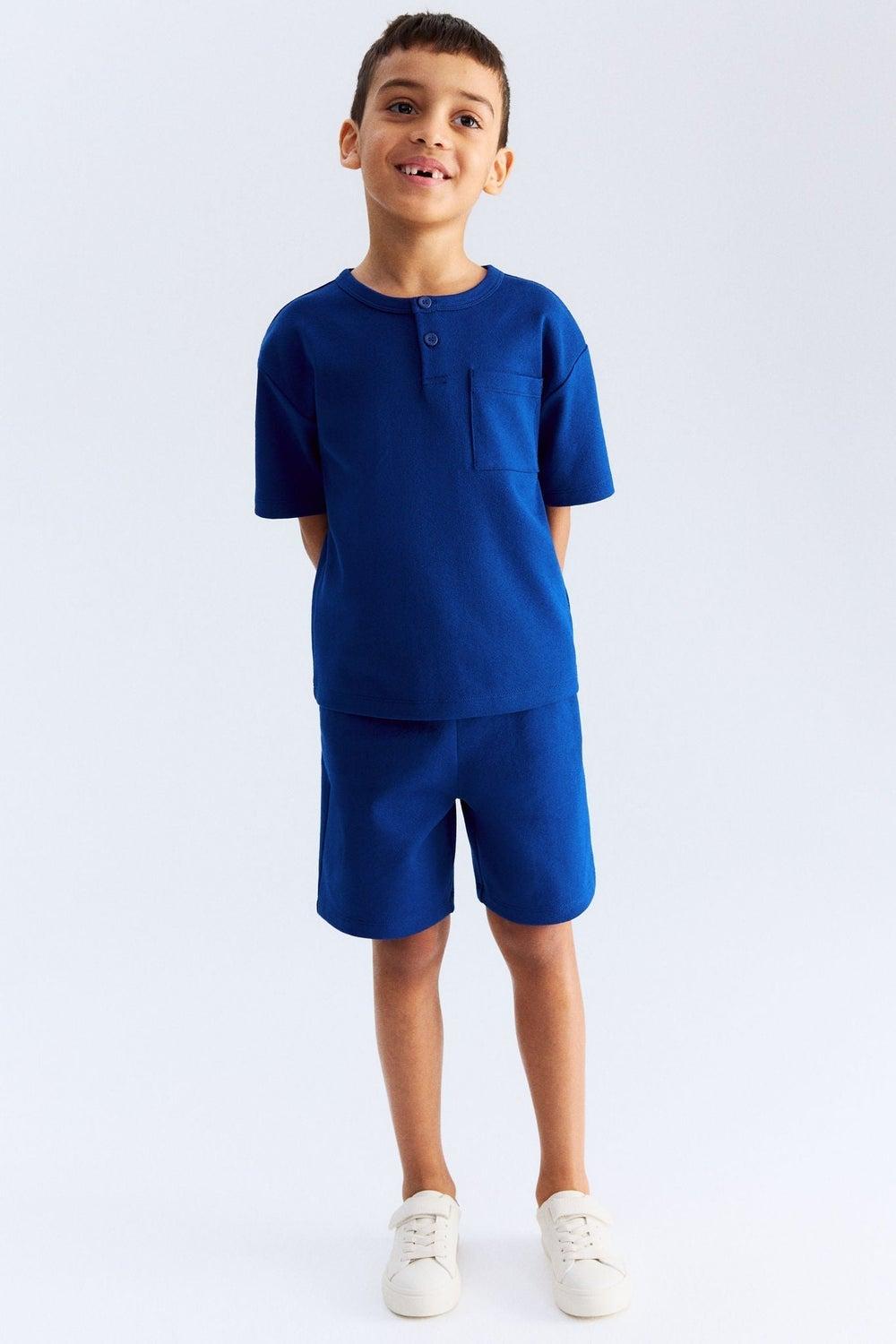Boys Blue Bright Terry Shorts Cotton Blend - Image 1