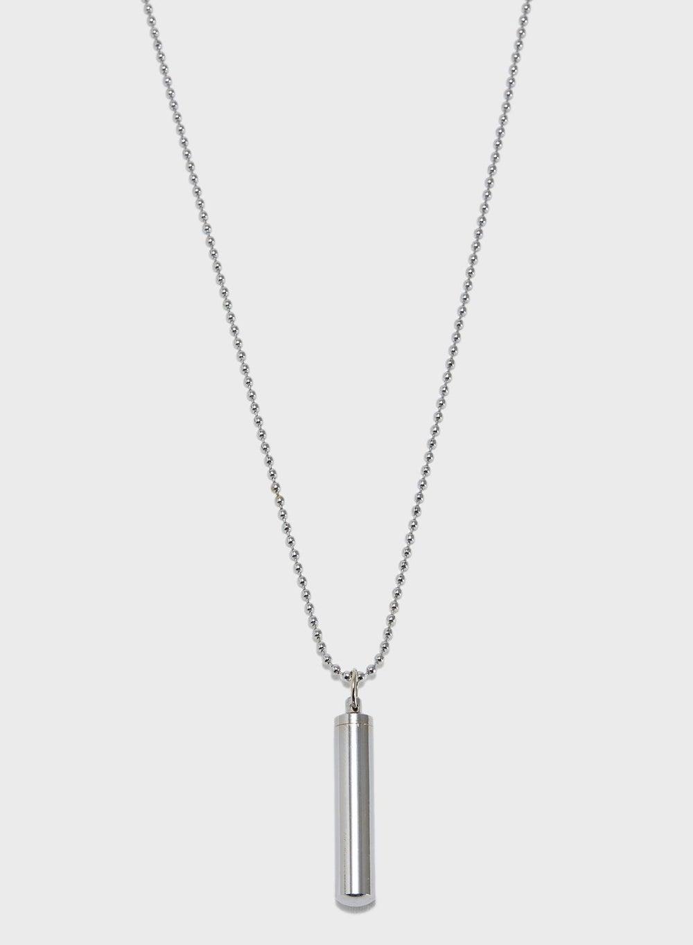 Black Cylinder Pendant Necklace Yn02108 - Image 1