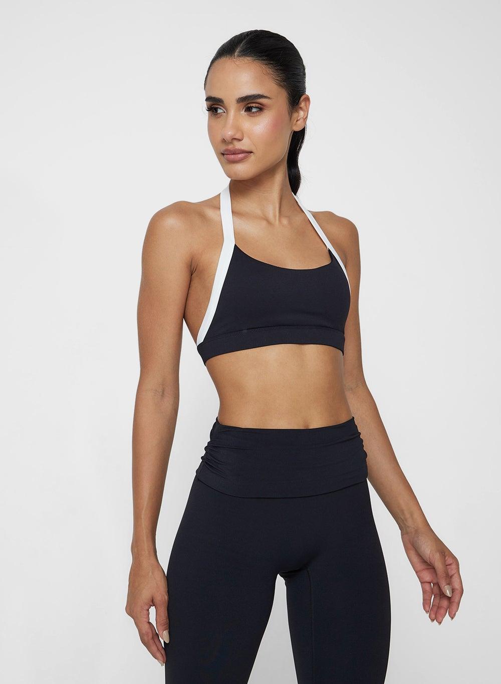 Halter Neck Contrast Trim Training Sports Bra Yt25040826 - Image 1
