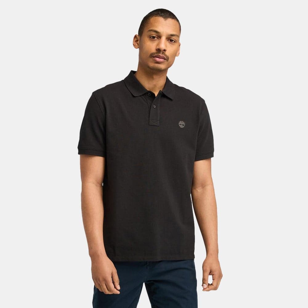 Timberland Millers River Men’s Black Cotton Polo Shirt - Image 1