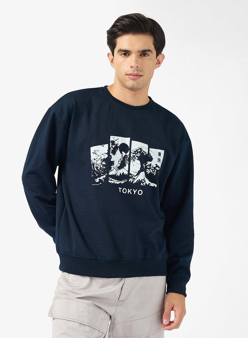 Ad Hd 89 Navy Graphic Crewneck Sweatshirt - Image 1