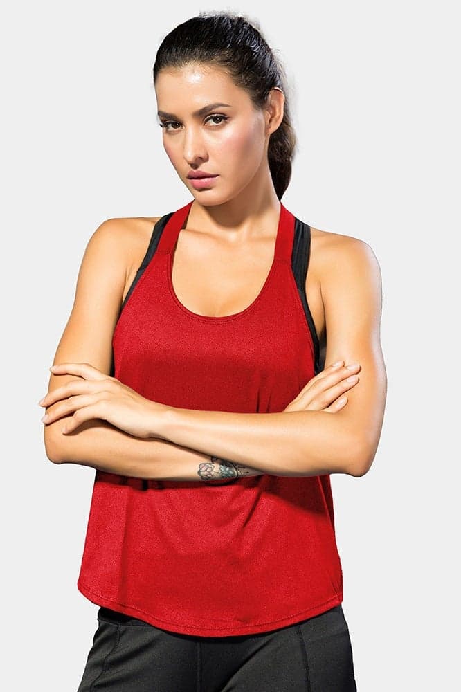 Yasmine Red Racerback Tank SVL Performance Top - Image 1