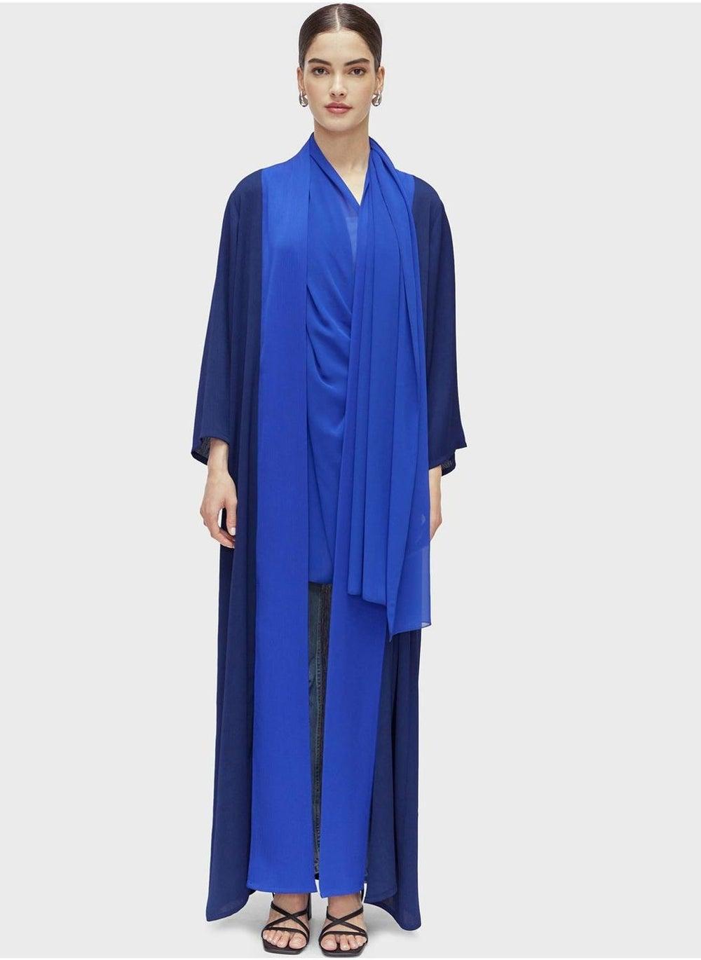 Aria Blue Open Front Abaya - Image 1
