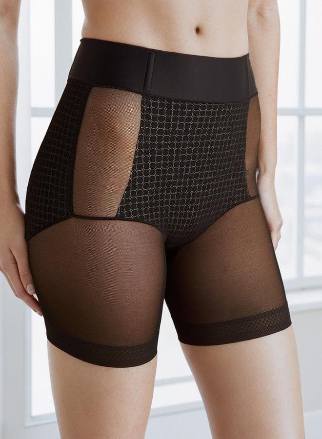 Black Printed Nylon Shapewear Briefs - Image 1