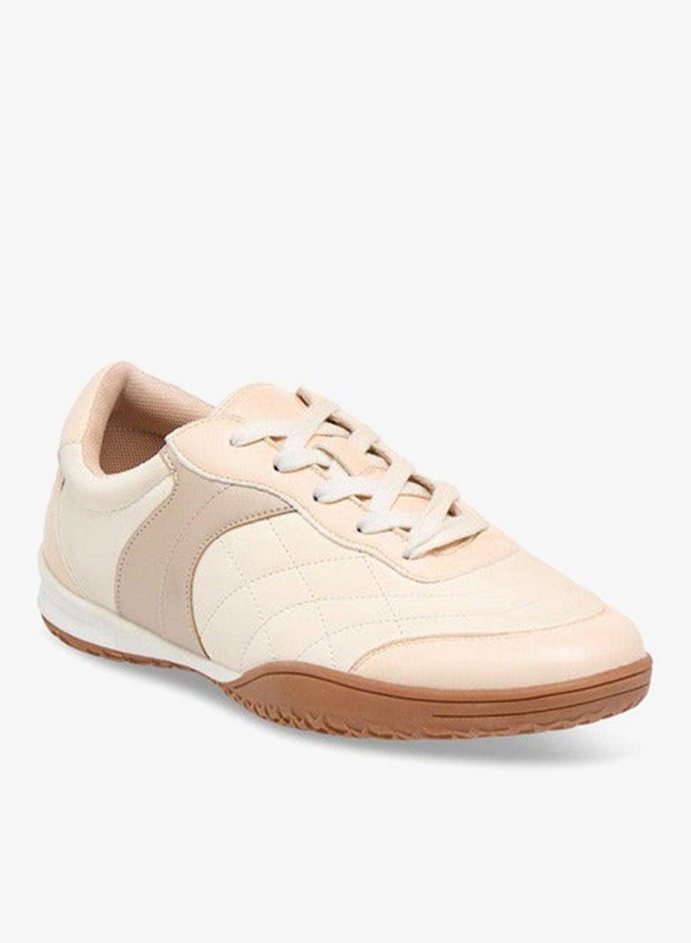 Women’s Beige Panelled Lace-Up Sneakers L15108 03 - Image 1