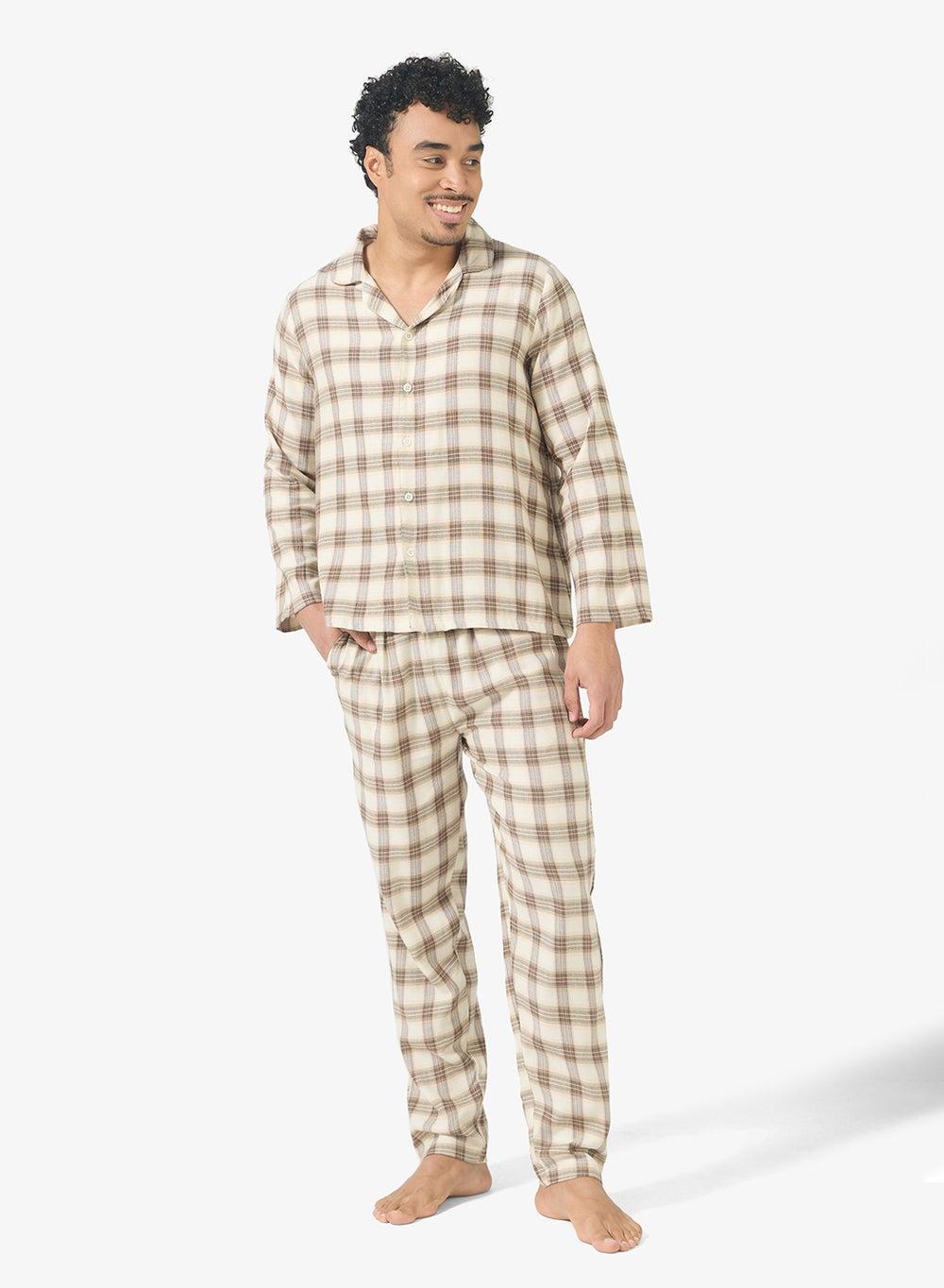 Grey Checkered Nightwear Shirt & Pants Set Zopmn506 - Image 1