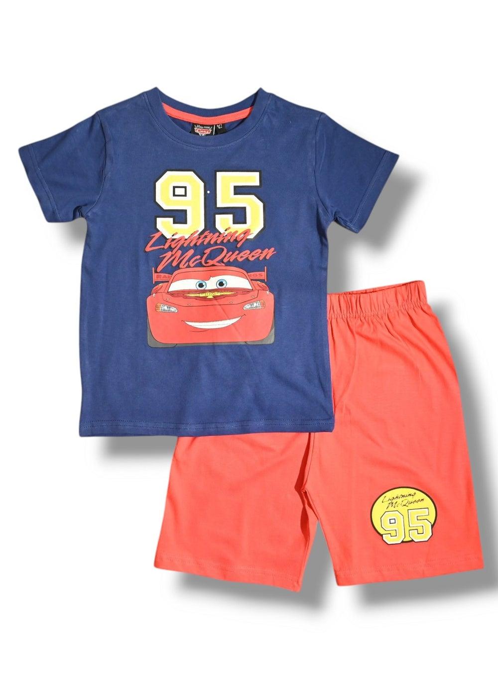 Cars Boys Short Set Red Blue Graphic Outfit - Image 1