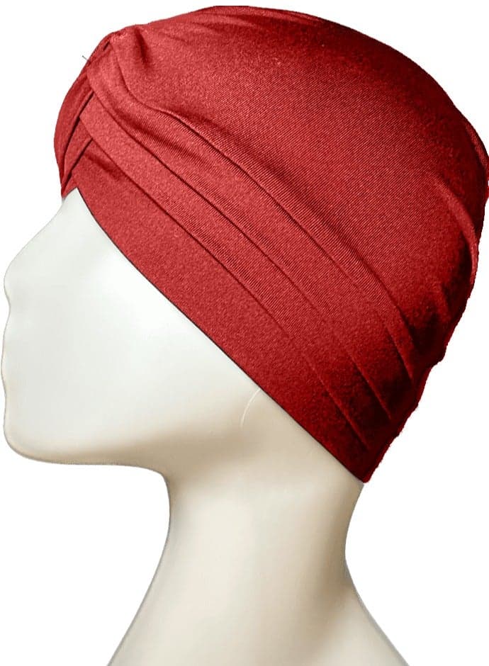 Brick Red Modest Swim Bonnet Cap - Image 1