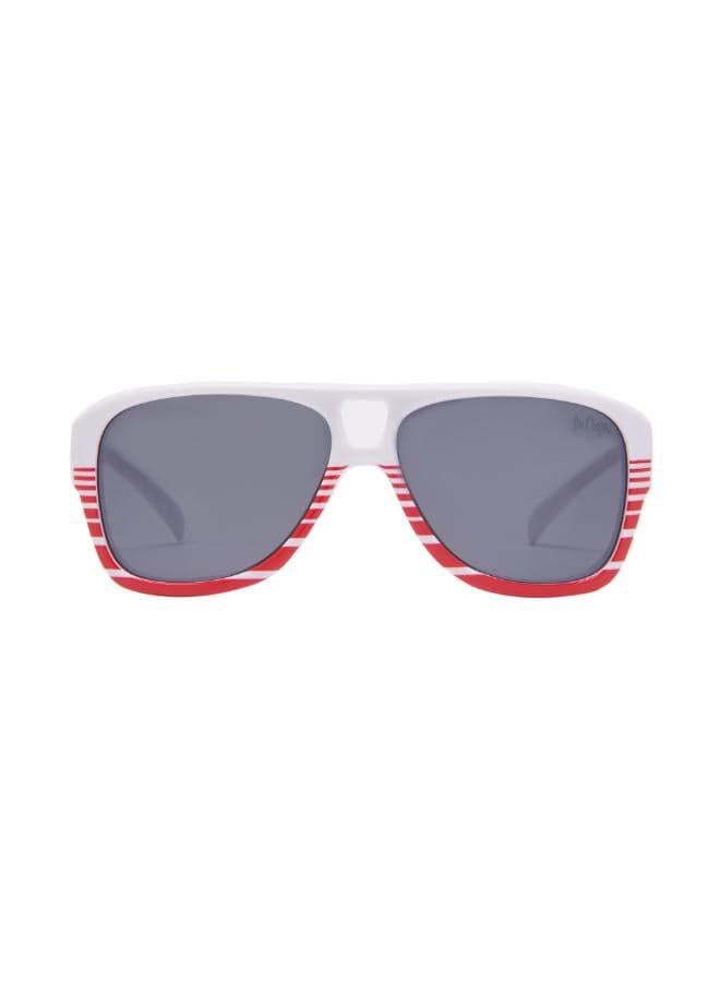 LCK108C03 Kids Polarized Round Sunglasses White Grey Mirror - Image 1