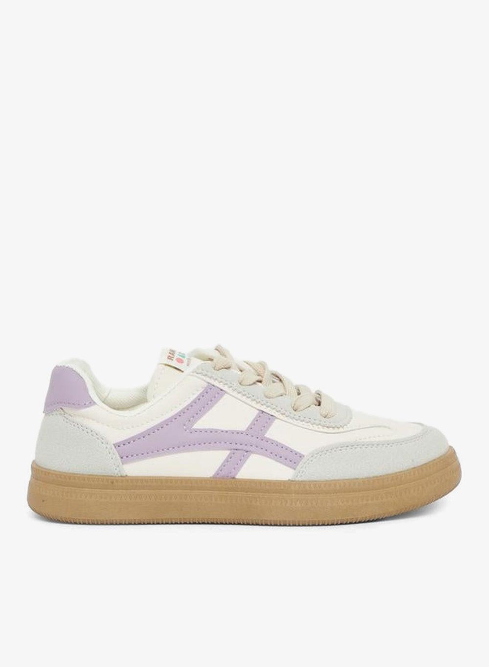 Purple Panelled Lace-Up Low-Top Sneakers - Image 1