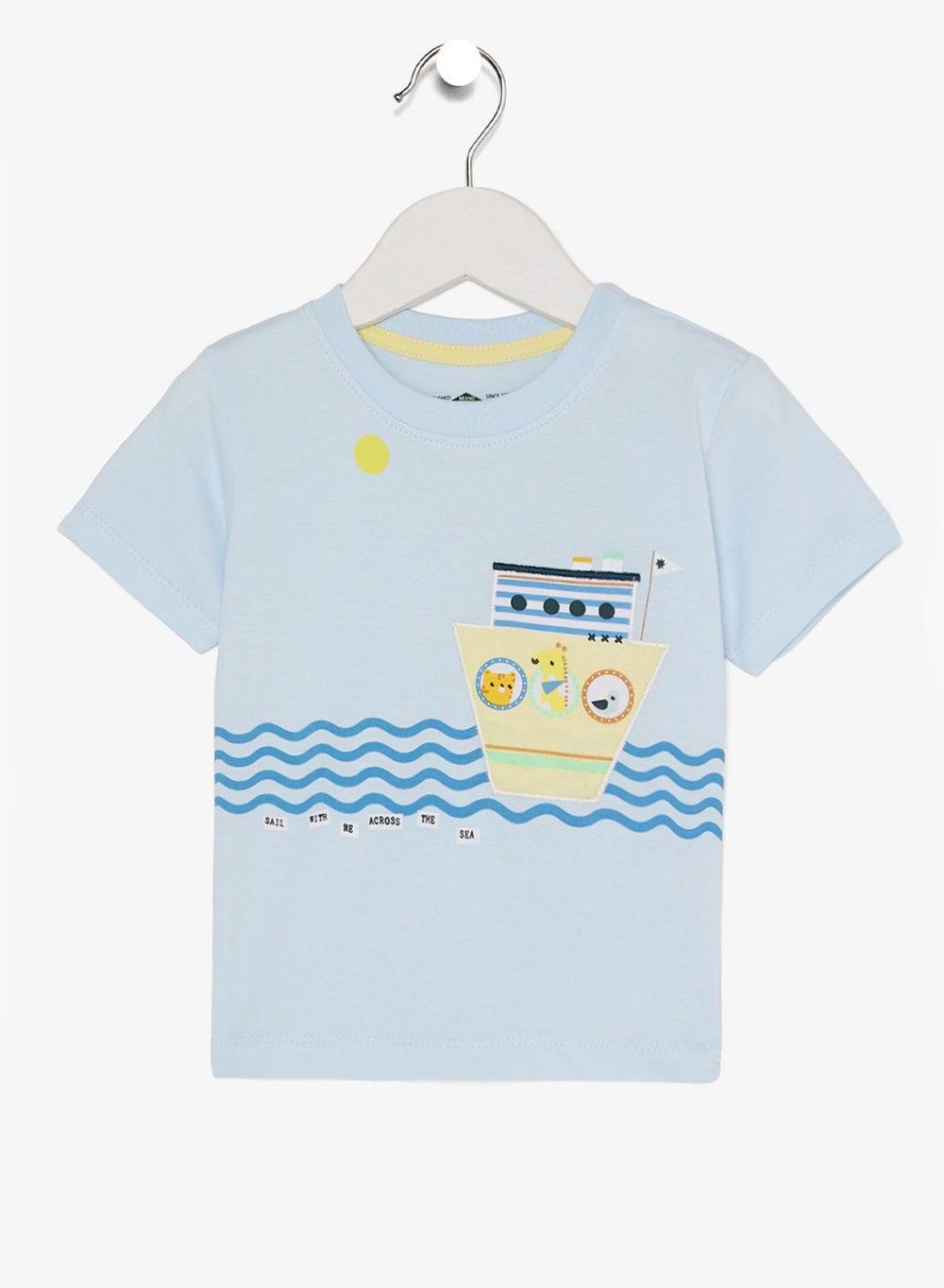 Boys 2Pcs Cotton Set Blue & Navy Classic Fit - Image 1